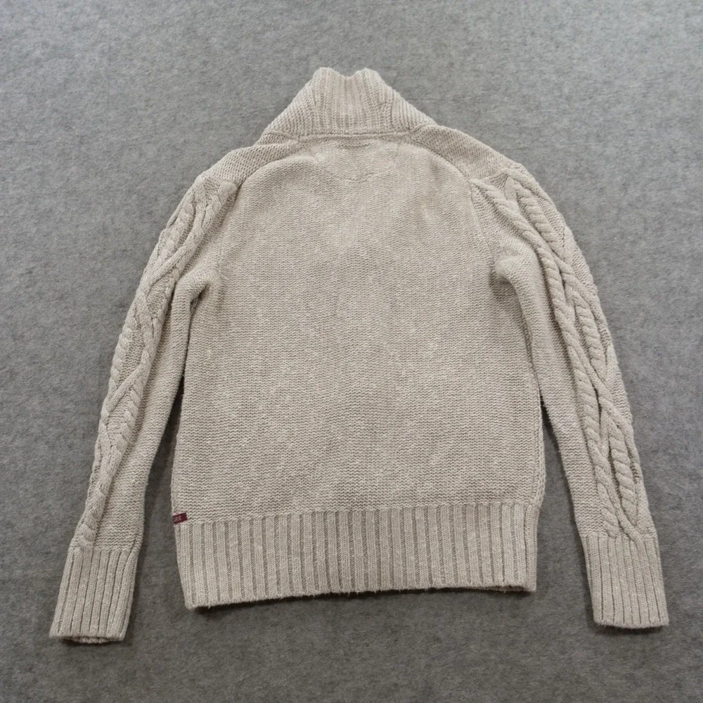Banana Republic Sweater Mens Medium Beige Toggle Cardigan Shawl Cable Knit